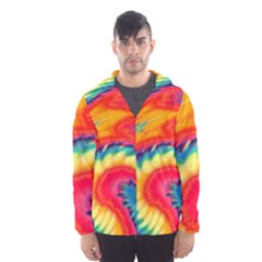 Colorful Dark Tie Dye Pattern Men s Hooded Windbreaker by SpinnyChairDesigns