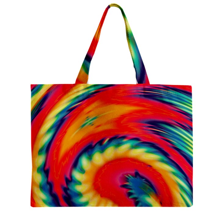 Colorful Dark Tie Dye Pattern Zipper Mini Tote Bag