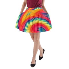 Colorful Dark Tie Dye Pattern A-line Pocket Skirt by SpinnyChairDesigns