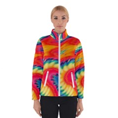 Colorful Dark Tie Dye Pattern Winter Jacket by SpinnyChairDesigns