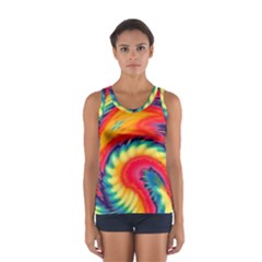 Colorful Dark Tie Dye Pattern Sport Tank Top  by SpinnyChairDesigns