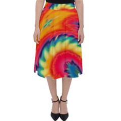 Colorful Dark Tie Dye Pattern Classic Midi Skirt by SpinnyChairDesigns