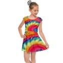 Colorful Dark Tie Dye Pattern Kids  Cap Sleeve Dress View1