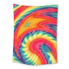 Colorful Dark Tie Dye Pattern Medium Tapestry by SpinnyChairDesigns