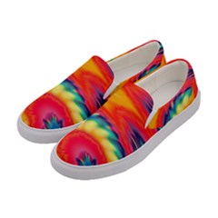 Colorful Dark Tie Dye Pattern Women s Canvas Slip Ons by SpinnyChairDesigns