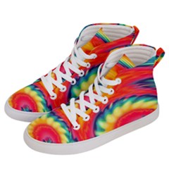 Colorful Dark Tie Dye Pattern Men s Hi-top Skate Sneakers by SpinnyChairDesigns