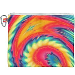 Colorful Dark Tie Dye Pattern Canvas Cosmetic Bag (xxxl) by SpinnyChairDesigns