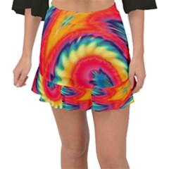 Colorful Dark Tie Dye Pattern Fishtail Mini Chiffon Skirt by SpinnyChairDesigns