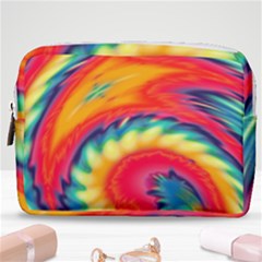 Colorful Dark Tie Dye Pattern Make Up Pouch (medium) by SpinnyChairDesigns