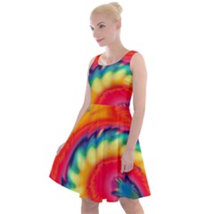 Colorful Dark Tie Dye Pattern Knee Length Skater Dress by SpinnyChairDesigns