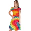 Colorful Dark Tie Dye Pattern Classic Short Sleeve Dress View1