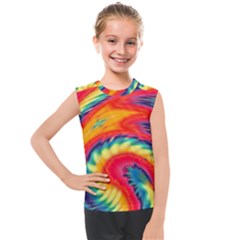 Colorful Dark Tie Dye Pattern Kids  Mesh Tank Top by SpinnyChairDesigns