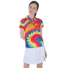 Colorful Dark Tie Dye Pattern Women s Polo Tee