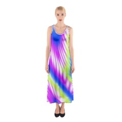 Colorful Blue Purple Pastel Tie Dye Pattern Sleeveless Maxi Dress