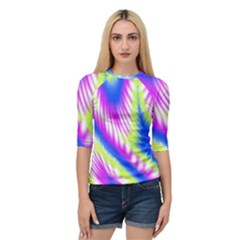 Colorful Blue Purple Pastel Tie Dye Pattern Quarter Sleeve Raglan Tee