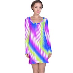 Colorful Blue Purple Pastel Tie Dye Pattern Long Sleeve Nightdress