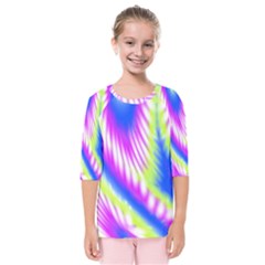 Colorful Blue Purple Pastel Tie Dye Pattern Kids  Quarter Sleeve Raglan Tee