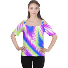 Colorful Blue Purple Pastel Tie Dye Pattern Cutout Shoulder Tee