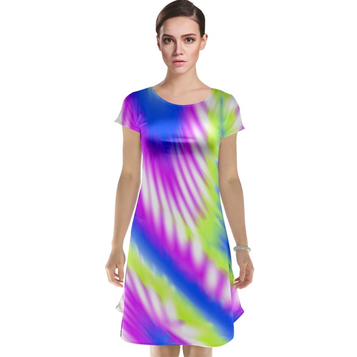 Colorful Blue Purple Pastel Tie Dye Pattern Cap Sleeve Nightdress