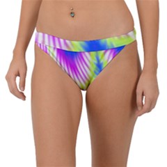 Colorful Blue Purple Pastel Tie Dye Pattern Band Bikini Bottom by SpinnyChairDesigns