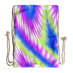 Colorful Blue Purple Pastel Tie Dye Pattern Drawstring Bag (large) by SpinnyChairDesigns