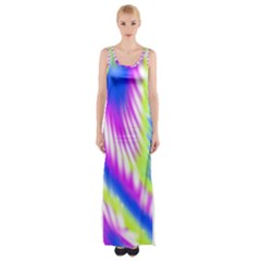 Colorful Blue Purple Pastel Tie Dye Pattern Thigh Split Maxi Dress