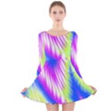 Colorful Blue Purple Pastel Tie Dye Pattern Long Sleeve Velvet Skater Dress View1