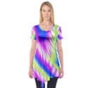 Colorful Blue Purple Pastel Tie Dye Pattern Short Sleeve Tunic  View1