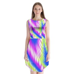 Colorful Blue Purple Pastel Tie Dye Pattern Sleeveless Chiffon Dress  