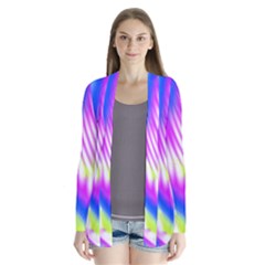 Colorful Blue Purple Pastel Tie Dye Pattern Drape Collar Cardigan