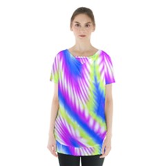 Colorful Blue Purple Pastel Tie Dye Pattern Skirt Hem Sports Top