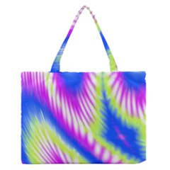 Colorful Blue Purple Pastel Tie Dye Pattern Zipper Medium Tote Bag by SpinnyChairDesigns