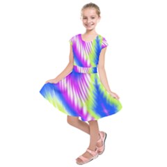 Colorful Blue Purple Pastel Tie Dye Pattern Kids  Short Sleeve Dress