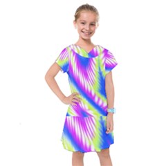 Colorful Blue Purple Pastel Tie Dye Pattern Kids  Drop Waist Dress