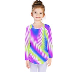 Colorful Blue Purple Pastel Tie Dye Pattern Kids  Long Sleeve Tee