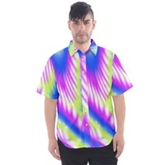 Colorful Blue Purple Pastel Tie Dye Pattern Men s Short Sleeve Shirt