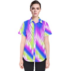 Colorful Blue Purple Pastel Tie Dye Pattern Women s Short Sleeve Shirt