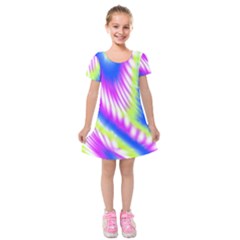 Colorful Blue Purple Pastel Tie Dye Pattern Kids  Short Sleeve Velvet Dress