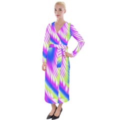 Colorful Blue Purple Pastel Tie Dye Pattern Velvet Maxi Wrap Dress