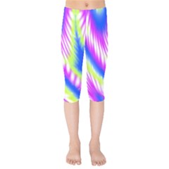 Colorful Blue Purple Pastel Tie Dye Pattern Kids  Capri Leggings 