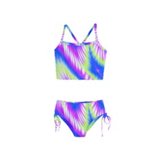 Colorful Blue Purple Pastel Tie Dye Pattern Girls  Tankini Swimsuit