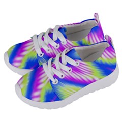 Colorful Blue Purple Pastel Tie Dye Pattern Kids  Lightweight Sports Shoes by SpinnyChairDesigns