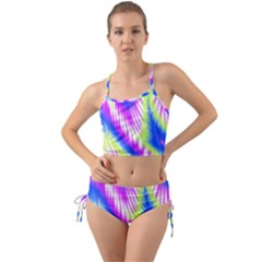 Colorful Blue Purple Pastel Tie Dye Pattern Mini Tank Bikini Set by SpinnyChairDesigns