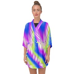 Colorful Blue Purple Pastel Tie Dye Pattern Half Sleeve Chiffon Kimono by SpinnyChairDesigns