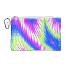 Colorful Blue Purple Pastel Tie Dye Pattern Canvas Cosmetic Bag (large) by SpinnyChairDesigns