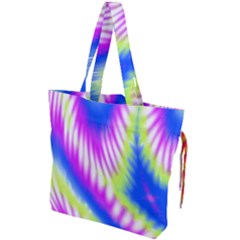 Colorful Blue Purple Pastel Tie Dye Pattern Drawstring Tote Bag