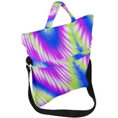 Colorful Blue Purple Pastel Tie Dye Pattern Fold Over Handle Tote Bag