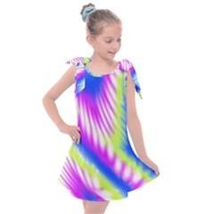 Colorful Blue Purple Pastel Tie Dye Pattern Kids  Tie Up Tunic Dress