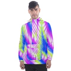 Colorful Blue Purple Pastel Tie Dye Pattern Men s Front Pocket Pullover Windbreaker