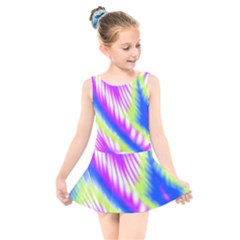 Colorful Blue Purple Pastel Tie Dye Pattern Kids  Skater Dress Swimsuit